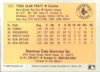 1990 ProCards #1321 Todd Pratt Back