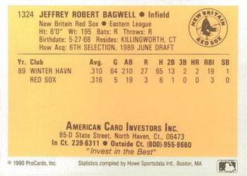 1990 ProCards #1324 Jeff Bagwell Back
