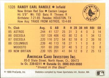 1990 ProCards #1328 Randy Randle Back