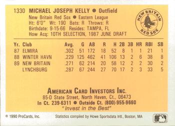 1990 ProCards #1330 Mike Kelly Back