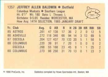 1990 ProCards #1357 Jeff Baldwin Back