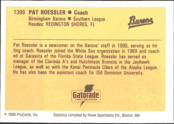 1990 ProCards #1399 Pat Roessler Back