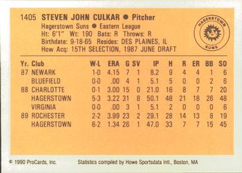 1990 ProCards #1405 Steve Culkar Back
