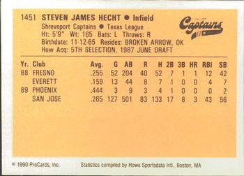 1990 ProCards #1451 Steve Hecht Back