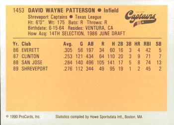 1990 ProCards #1453 Dave Patterson Back