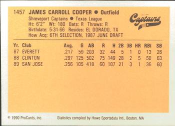 1990 ProCards #1457 Jamie Cooper Back
