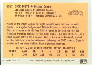 1990 ProCards #2027 Dick Dietz Back