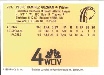 1990 ProCards #2037 Pedro Guzman Back