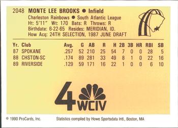 1990 ProCards #2048 Monte Brooks Back