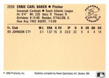 1990 ProCards #2059 Ernie Baker Back