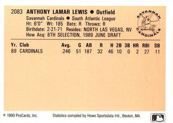 1990 ProCards #2083 Anthony Lewis Back