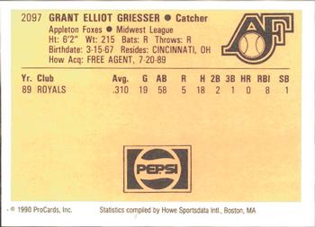 1990 ProCards #2097 Grant Griesser Back