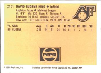 1990 ProCards #2101 David King Back
