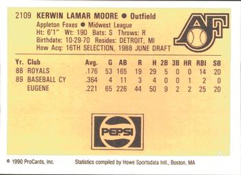 1990 ProCards #2109 Kerwin Moore Back