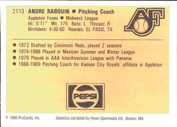 1990 ProCards #2113 Andre Rabouin Back