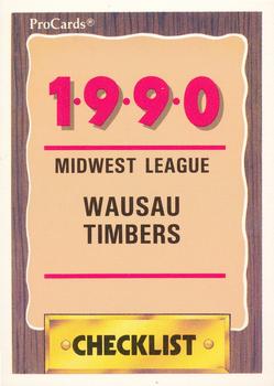 1990 ProCards #2114 Wausau Timbers Checklist Front