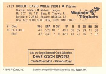 1990 ProCards #2123 Rob Wheatcroft Back