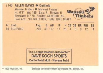 1990 ProCards #2140 Allen Davis Back