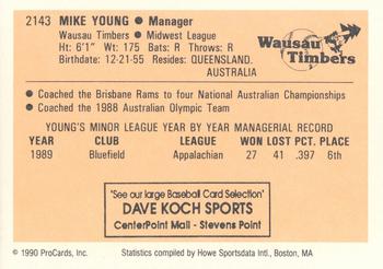 1990 ProCards #2143 Mike Young Back