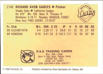1990 ProCards #2148 Richard Garces Back