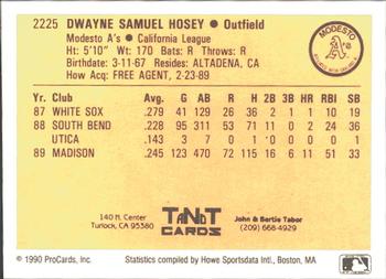1990 ProCards #2225 Dwayne Hosey Back