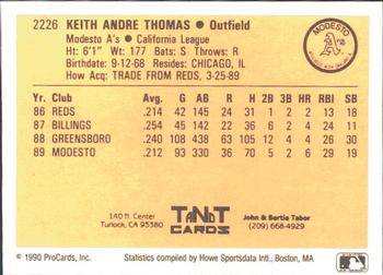 1990 ProCards #2226 Keith Thomas Back