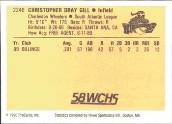 1990 ProCards #2246 Chris Gill Back