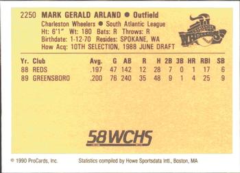 1990 ProCards #2250 Mark Arland Back