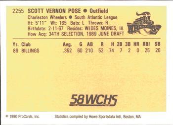 1990 ProCards #2255 Scott Pose Back