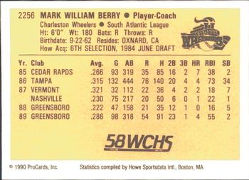 1990 ProCards #2256 Mark Berry Back