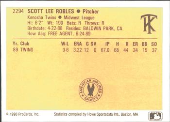 1990 ProCards #2294 Scott Robles Back