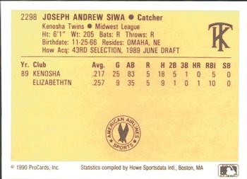 1990 ProCards #2298 Joe Siwa Back