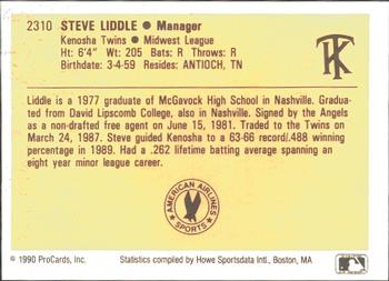 1990 ProCards #2310 Steve Liddle Back