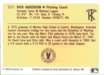 1990 ProCards #2311 Rick Anderson Back