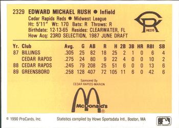 1990 ProCards #2329 Eddie Rush Back