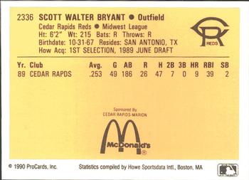 1990 ProCards #2336 Scott Bryant Back