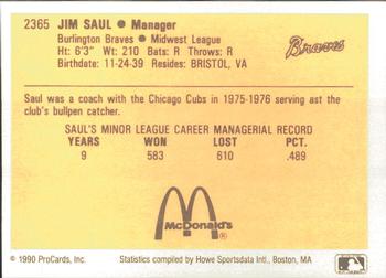 1990 ProCards #2365 Jim Saul Back