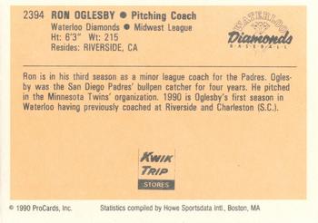 1990 ProCards #2394 Ron Oglesby Back