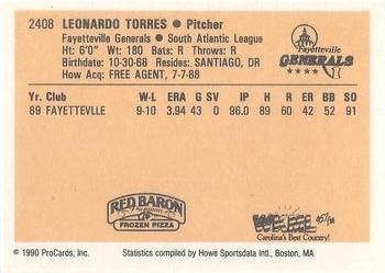 1990 ProCards #2408 Leo Torres Back