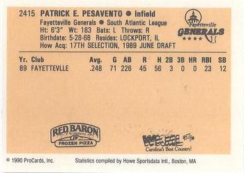 1990 ProCards #2415 Patrick Pesavento Back
