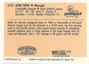 1990 ProCards #2423 Gene Roof Back
