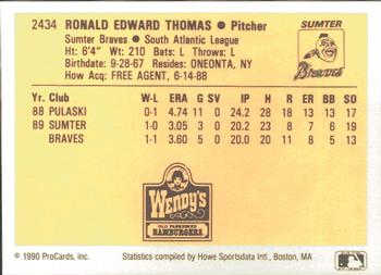 1990 ProCards #2434 Ron Thomas Back