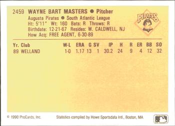 1990 ProCards #2459 Wayne Masters Back