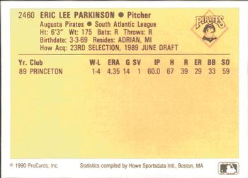 1990 ProCards #2460 Eric Parkinson Back