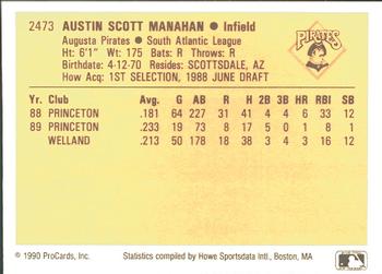 1990 ProCards #2473 Austin Manahan Back