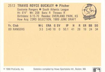 1990 ProCards #2513 Travis Buckley Back