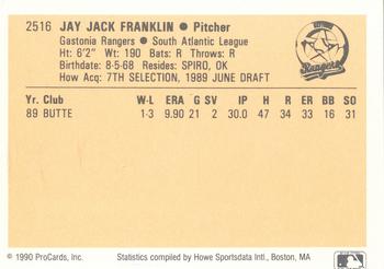 1990 ProCards #2516 Jay Franklin Back