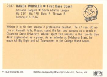 1990 ProCards #2537 Randy Whisler Back