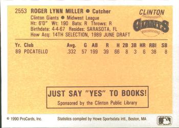 1990 ProCards #2553 Roger Miller Back