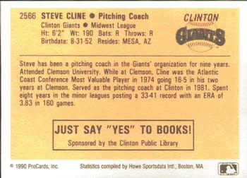 1990 ProCards #2566 Steve Cline Back